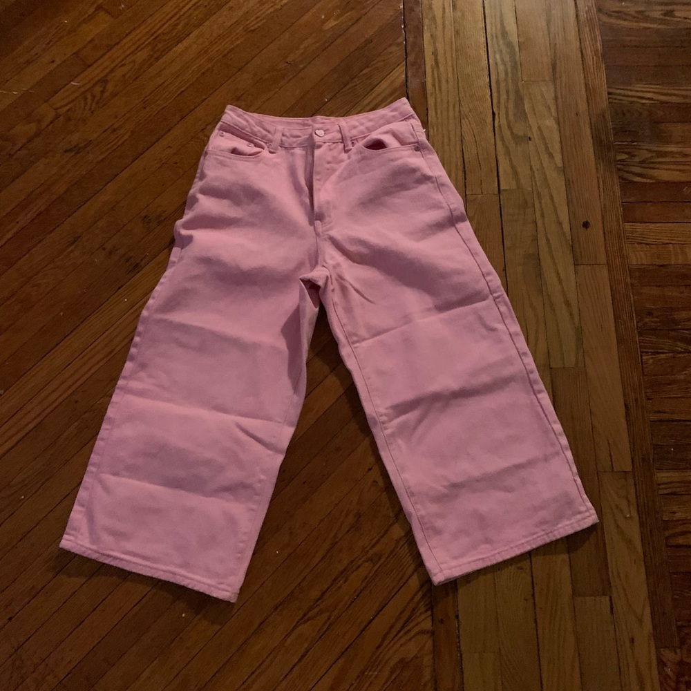 Lazy Oaf pink cropped jeans